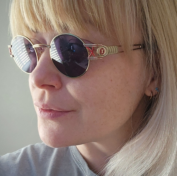 PALOMA PICASSO x VINTAGE 8410 290 Gold rim glasses 90s round sunglasses - Picture 11 of 16